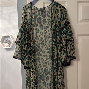 Democracy Black and Green Ruffled Tunic